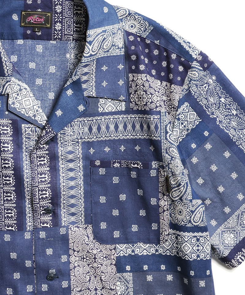 30%OFF【ROTAR(ローター)】Bandana Cloth Open Collar Shirt シャツ