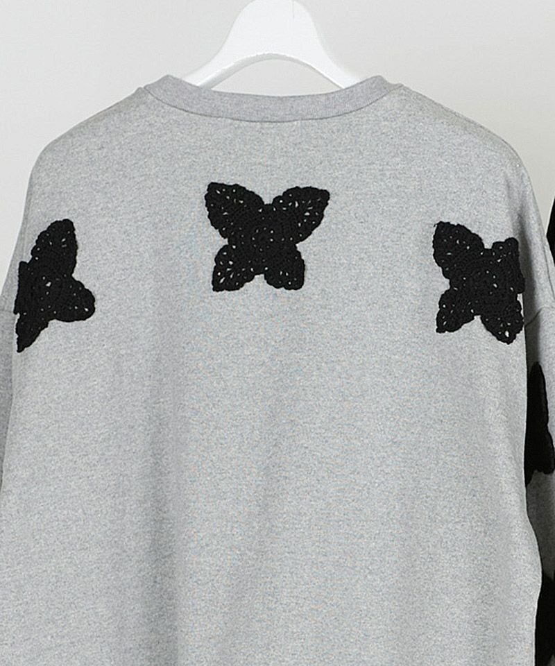 30%OFF【DISCOVERED(ディスカバード)】BUTTERFLY CROCHET SWEAT