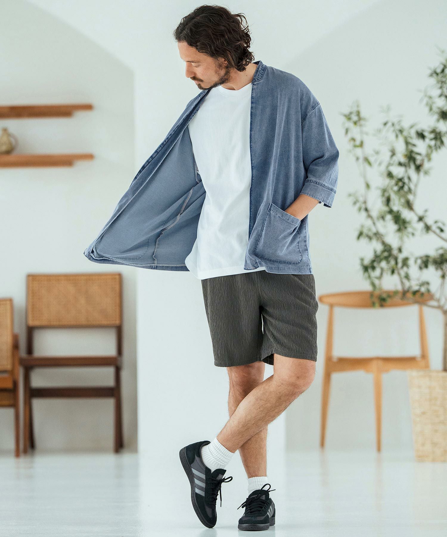 30%OFF【Magine(マージン)】Rayon Denim Fabric Button & Lapelless 3