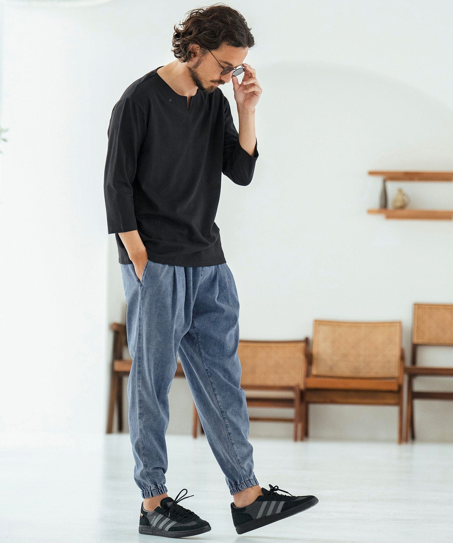 30%OFF【Magine(マージン)】Rayon Denim Fabric Tapered Pants デニム