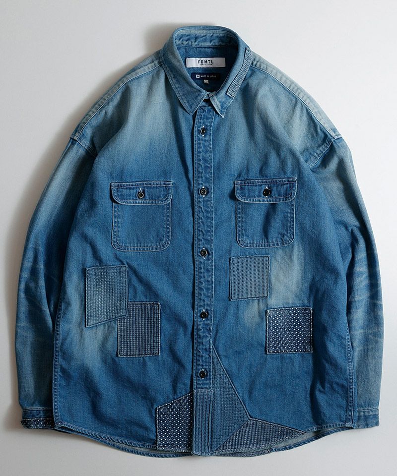 FDMTL(ファンダメンタル)】PATCH DENIM SHIRT 5YR WASH デニムシャツ