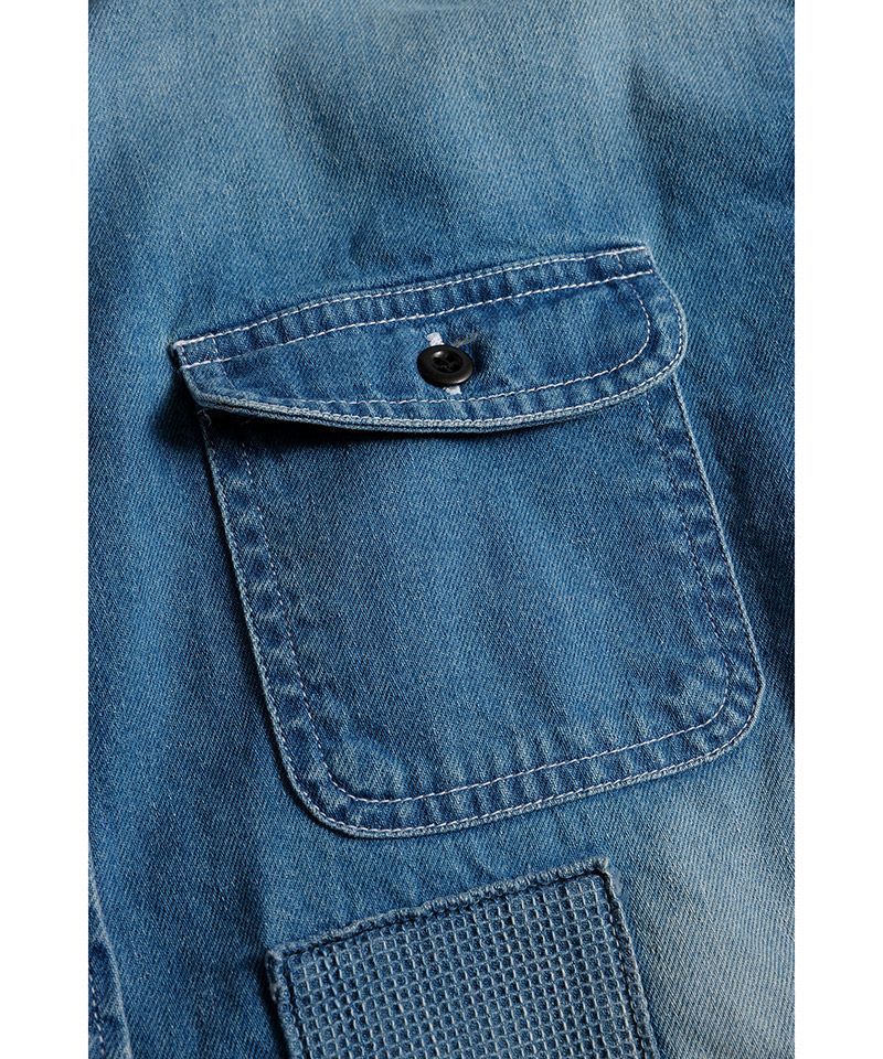 FDMTL(ファンダメンタル)】PATCH DENIM SHIRT 5YR WASH デニムシャツ