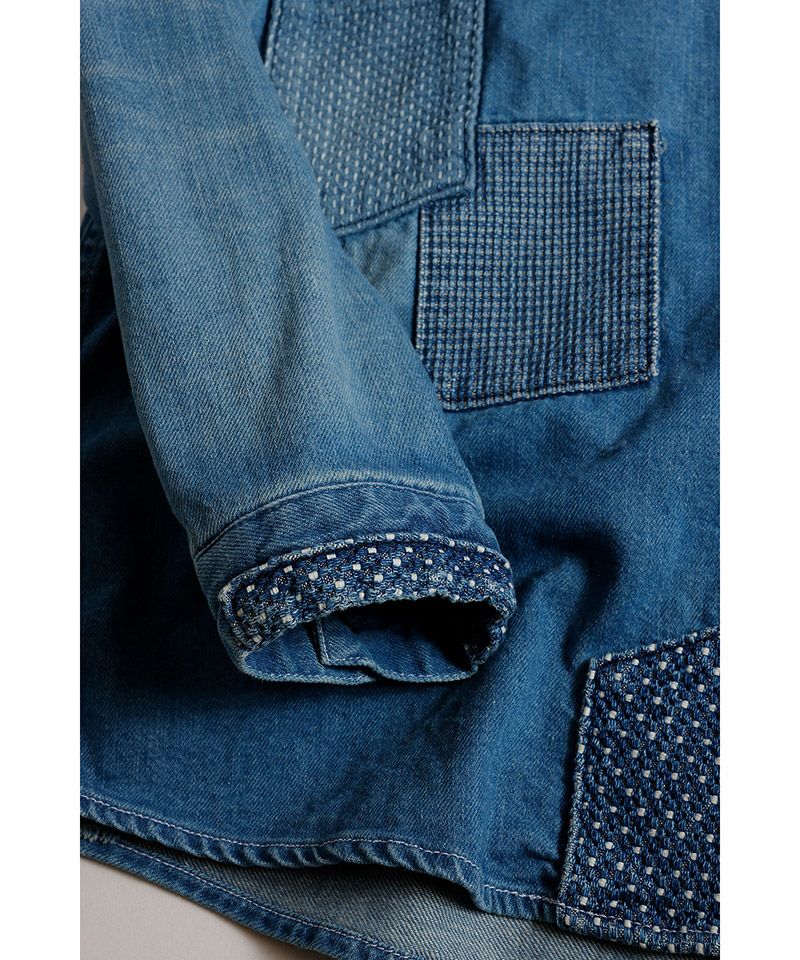FDMTL(ファンダメンタル)】PATCH DENIM SHIRT 5YR WASH デニムシャツ
