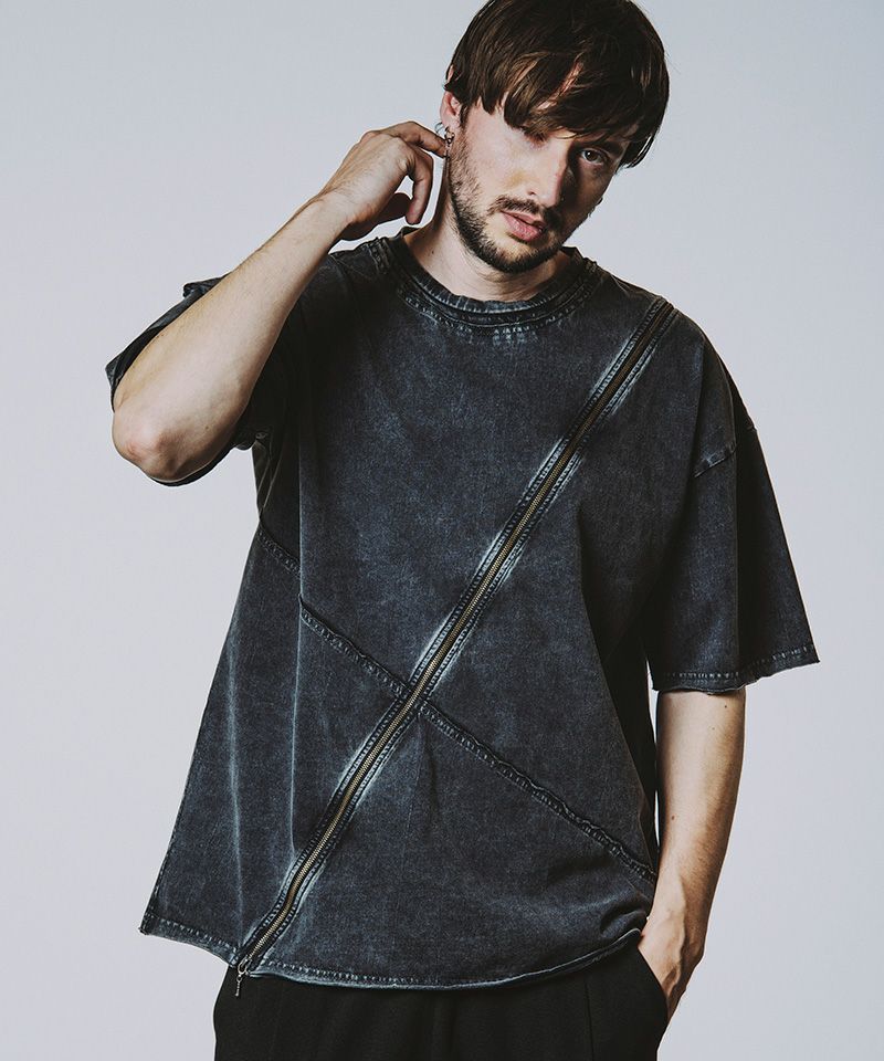 30%OFF【NO ID.(ノーアイディー)】ﾏﾙﾁｼｰﾑZIP BIG-T Tシャツ(456006