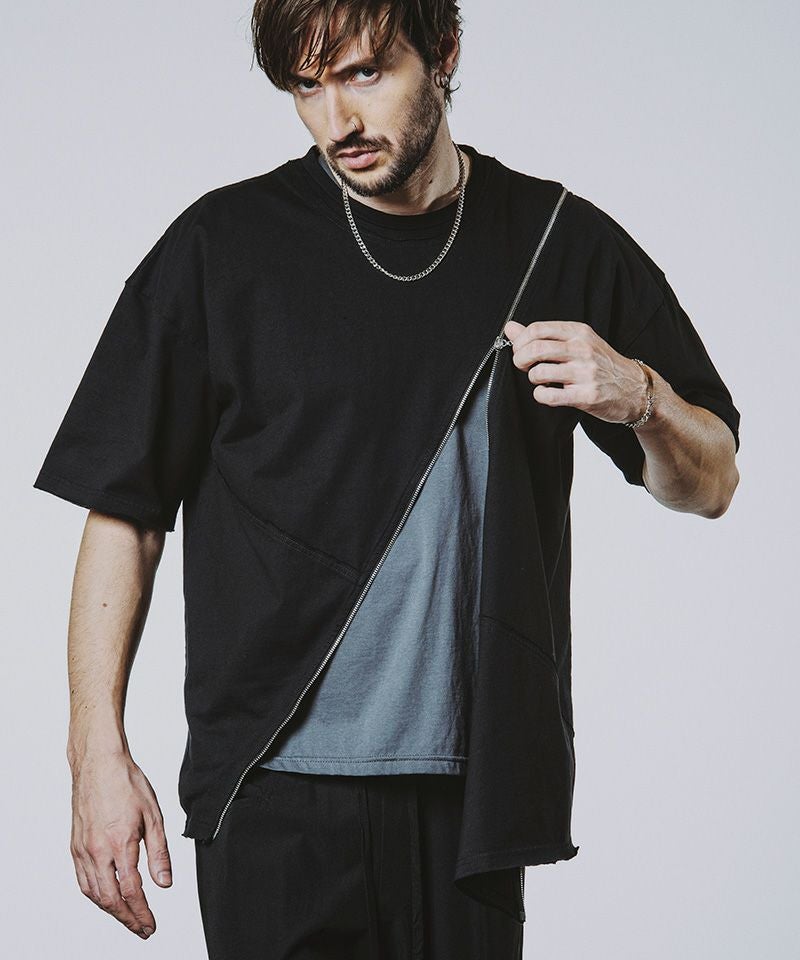 30%OFF【NO ID.(ノーアイディー)】ﾏﾙﾁｼｰﾑZIP BIG-T Tシャツ(456006