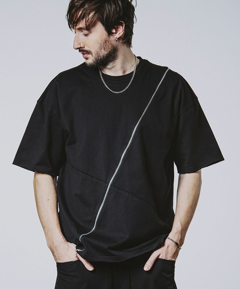 30%OFF【NO ID.(ノーアイディー)】ﾏﾙﾁｼｰﾑZIP BIG-T Tシャツ(456006
