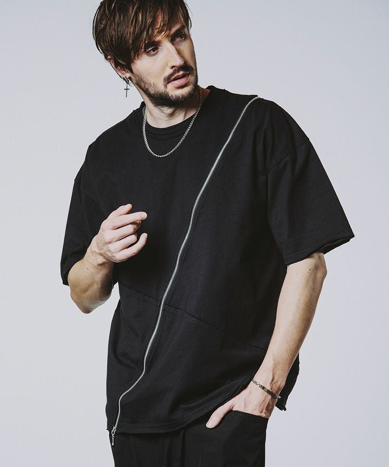 50%OFF【NO ID.(ノーアイディー)】ﾏﾙﾁｼｰﾑZIP BIG-T Tシャツ(456006