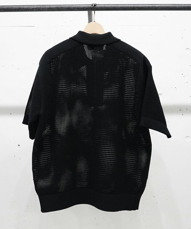 CULLNI〔クルニ〕ニットポロ CULLNI/クルニ】ポロシャツ Bi Color Mesh Knit Zip Up Polo Shirt 25