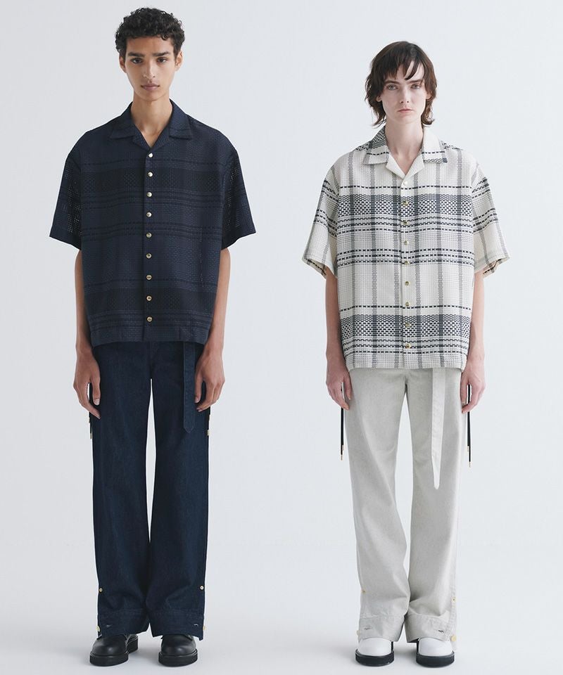50%OFF【CULLNI(クルニ)】Sheer Tile Check Drawstring Open Coller