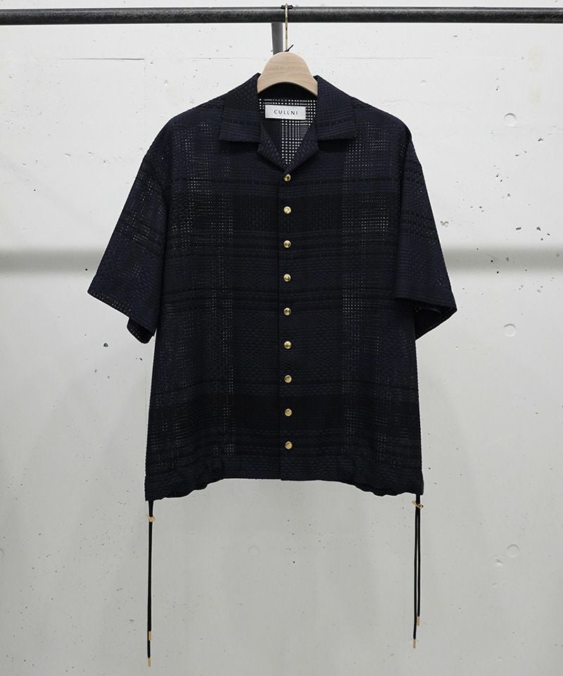 50%OFF【CULLNI(クルニ)】Sheer Tile Check Drawstring Open Coller