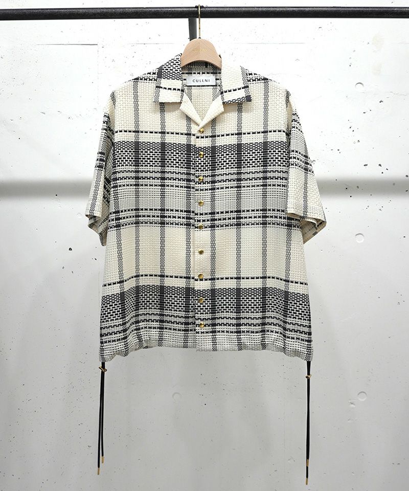 50%OFF【CULLNI(クルニ)】Sheer Tile Check Drawstring Open Coller