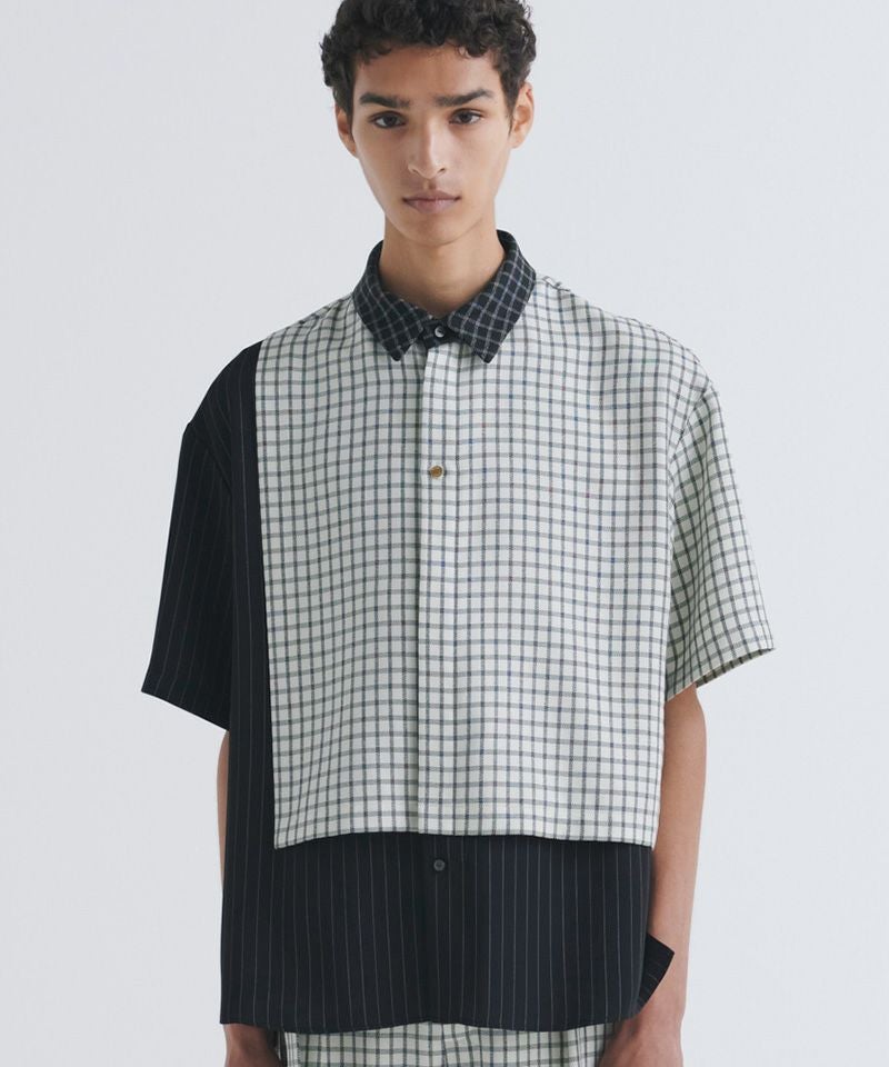 50%OFF【CULLNI(クルニ)】Check Asymmetrical Stripe Short Sleeve