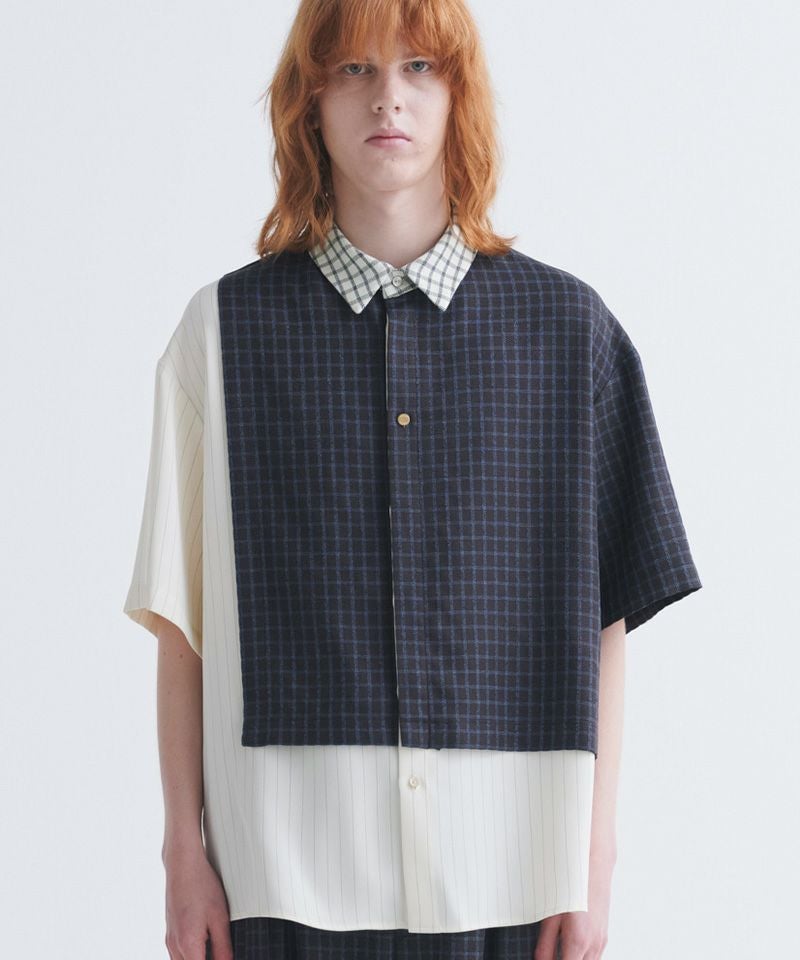 50%OFF【CULLNI(クルニ)】Check Asymmetrical Stripe Short Sleeve
