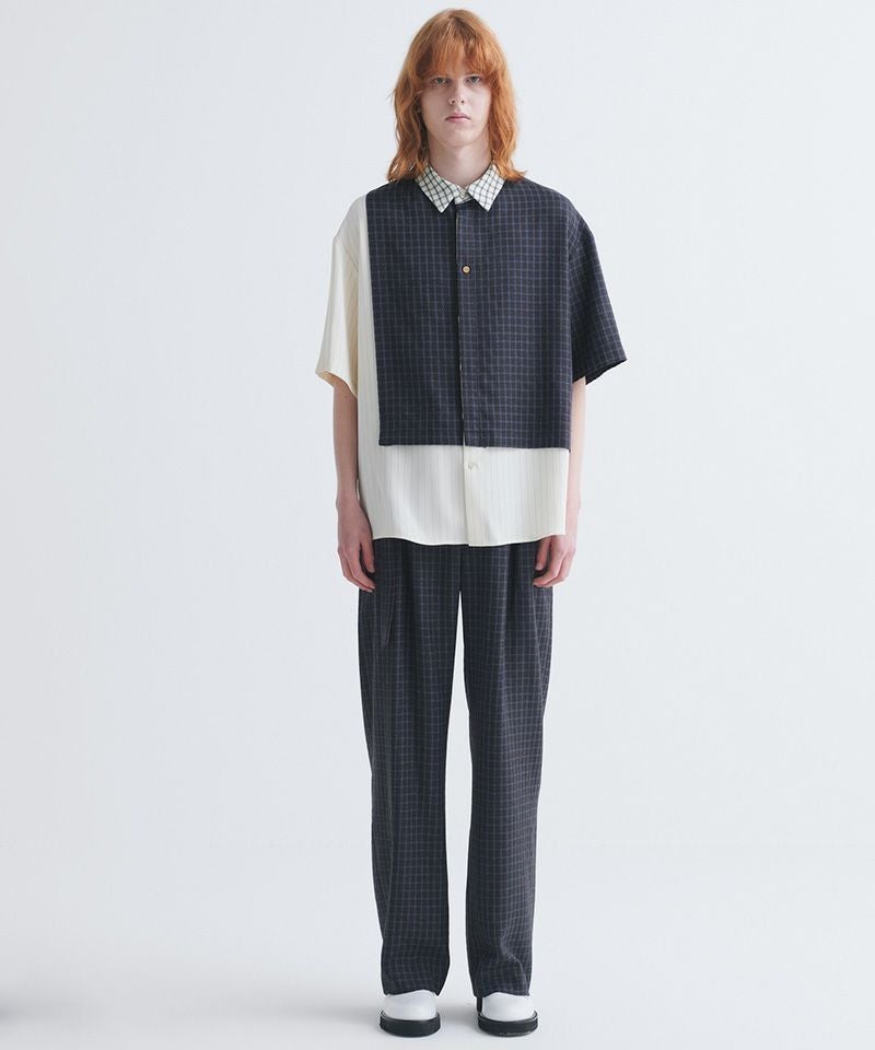50%OFF【CULLNI(クルニ)】Check Asymmetrical Stripe Short Sleeve