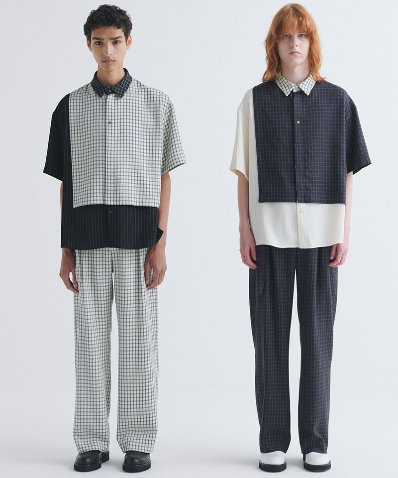 50%OFF【CULLNI(クルニ)】Check Asymmetrical Stripe Short Sleeve