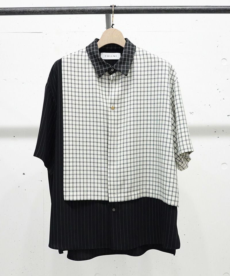 50%OFF【CULLNI(クルニ)】Check Asymmetrical Stripe Short Sleeve