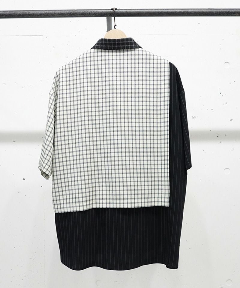 50%OFF【CULLNI(クルニ)】Check Asymmetrical Stripe Short Sleeve