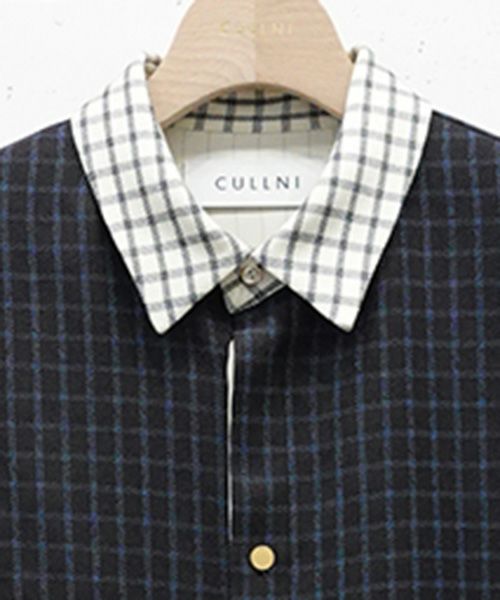 50%OFF【CULLNI(クルニ)】Check Asymmetrical Stripe Short Sleeve
