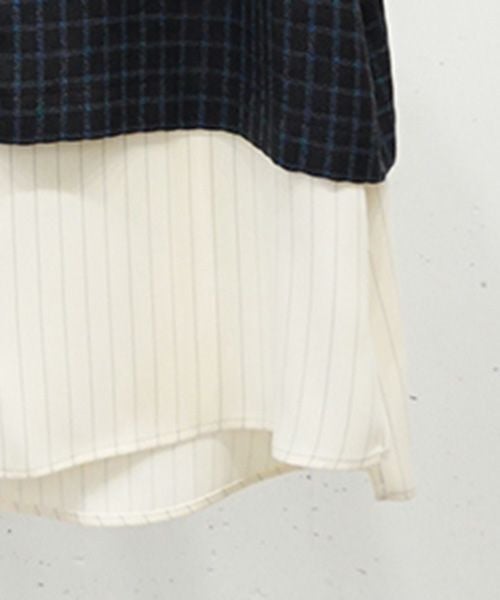 50%OFF【CULLNI(クルニ)】Check Asymmetrical Stripe Short Sleeve