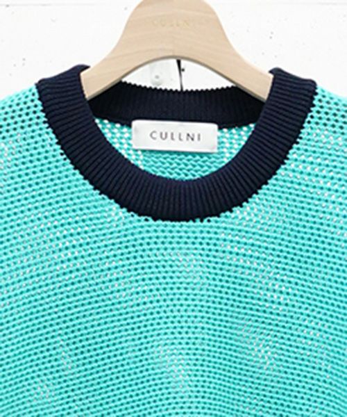 50%OFF【CULLNI(クルニ)】Bi Color Mesh Knit Short Sleeve Pullover