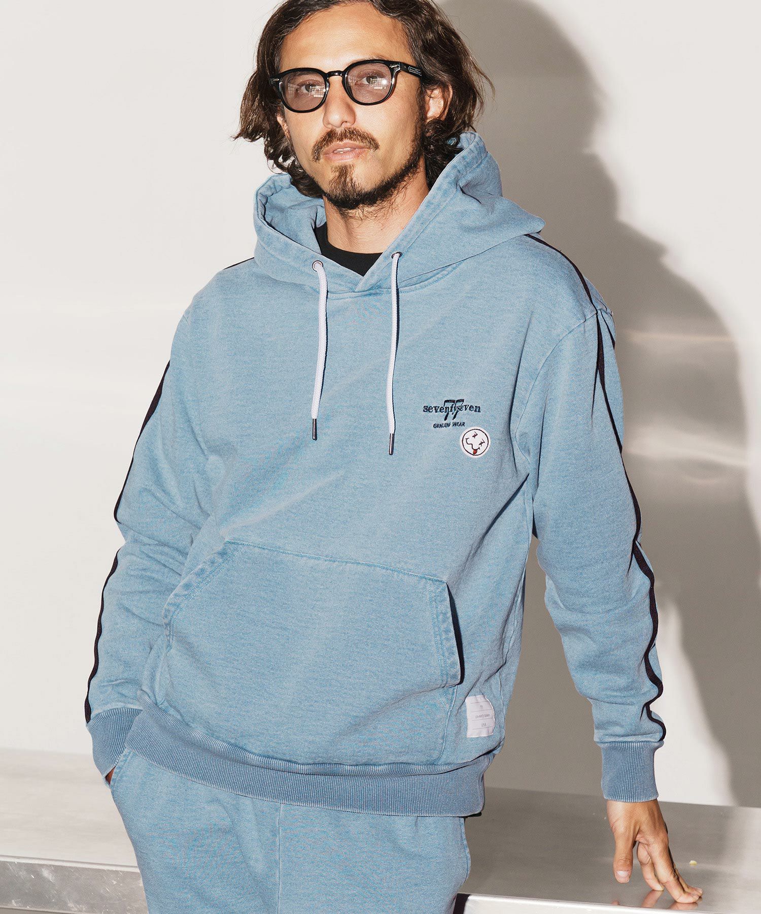 セブンフェアリー  ディニテコリエニットボンディングパーカー seventy seven(セブンティセブン)】denim jersey P-O parka ニット