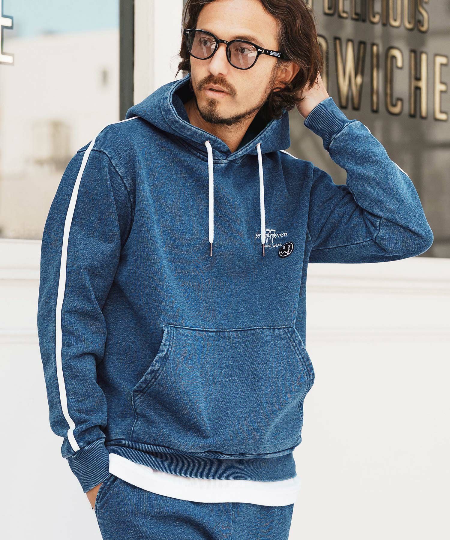 seventy seven(セブンティセブン)】denim jersey P-O parka ニット