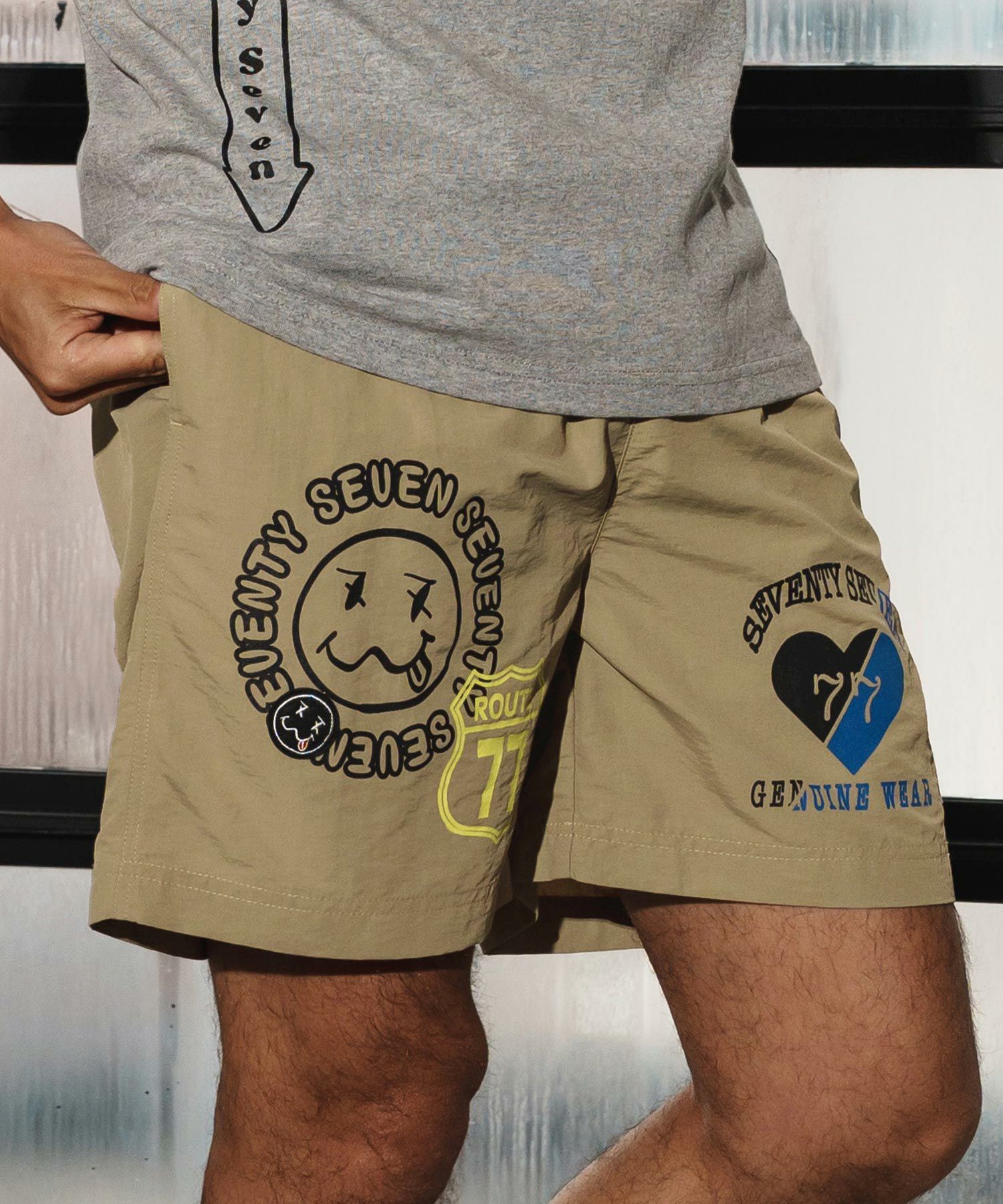 seventy seven(セブンティセブン)】nylon short pants (77mix