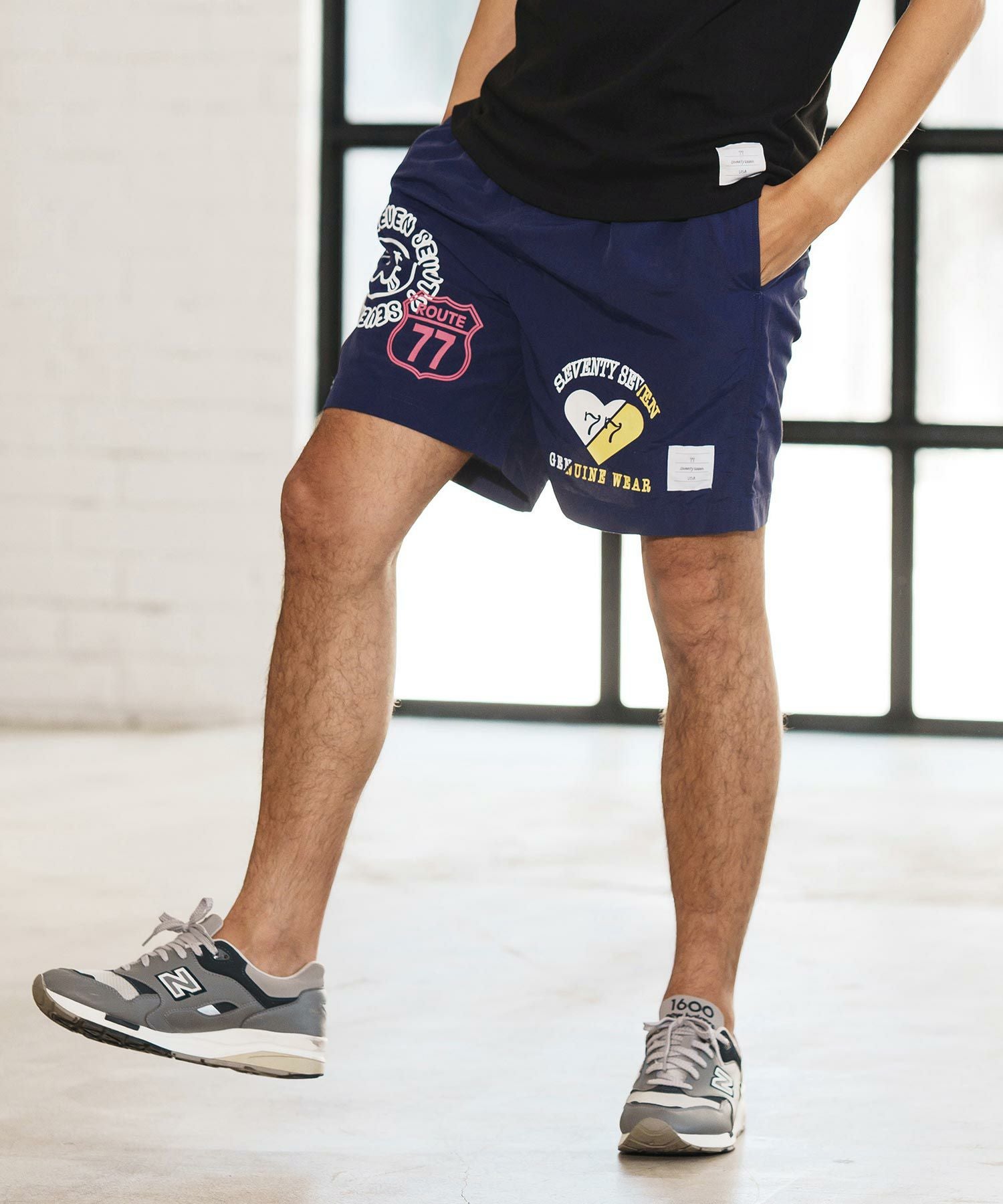 30%OFF【seventy seven(セブンティセブン)】taffeta short pants