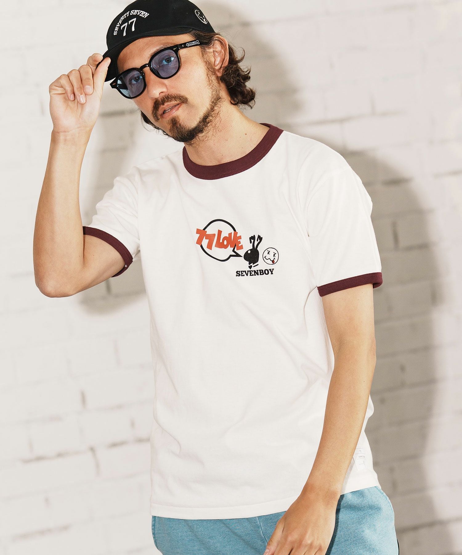 seventy seven(セブンティセブン)】middle onz S-S ringer t-shirts