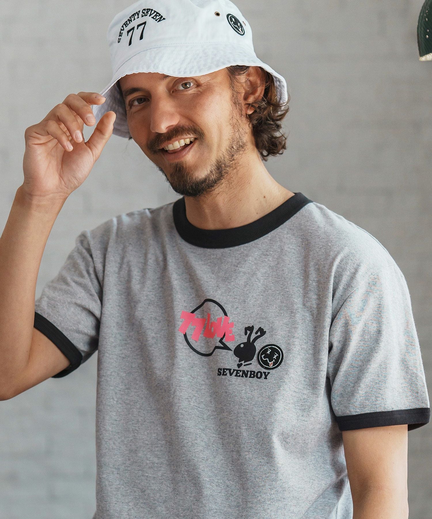 seventy seven(セブンティセブン)】middle onz S-S ringer t-shirts