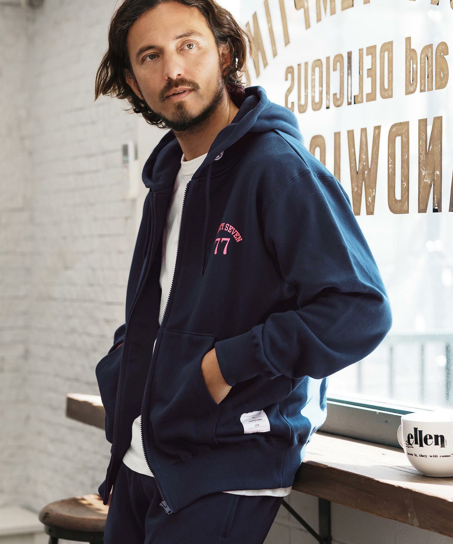 On Sweat 上下 (M) seventy seven(セブンティセブン)】middle onz zip up sweat hoodie