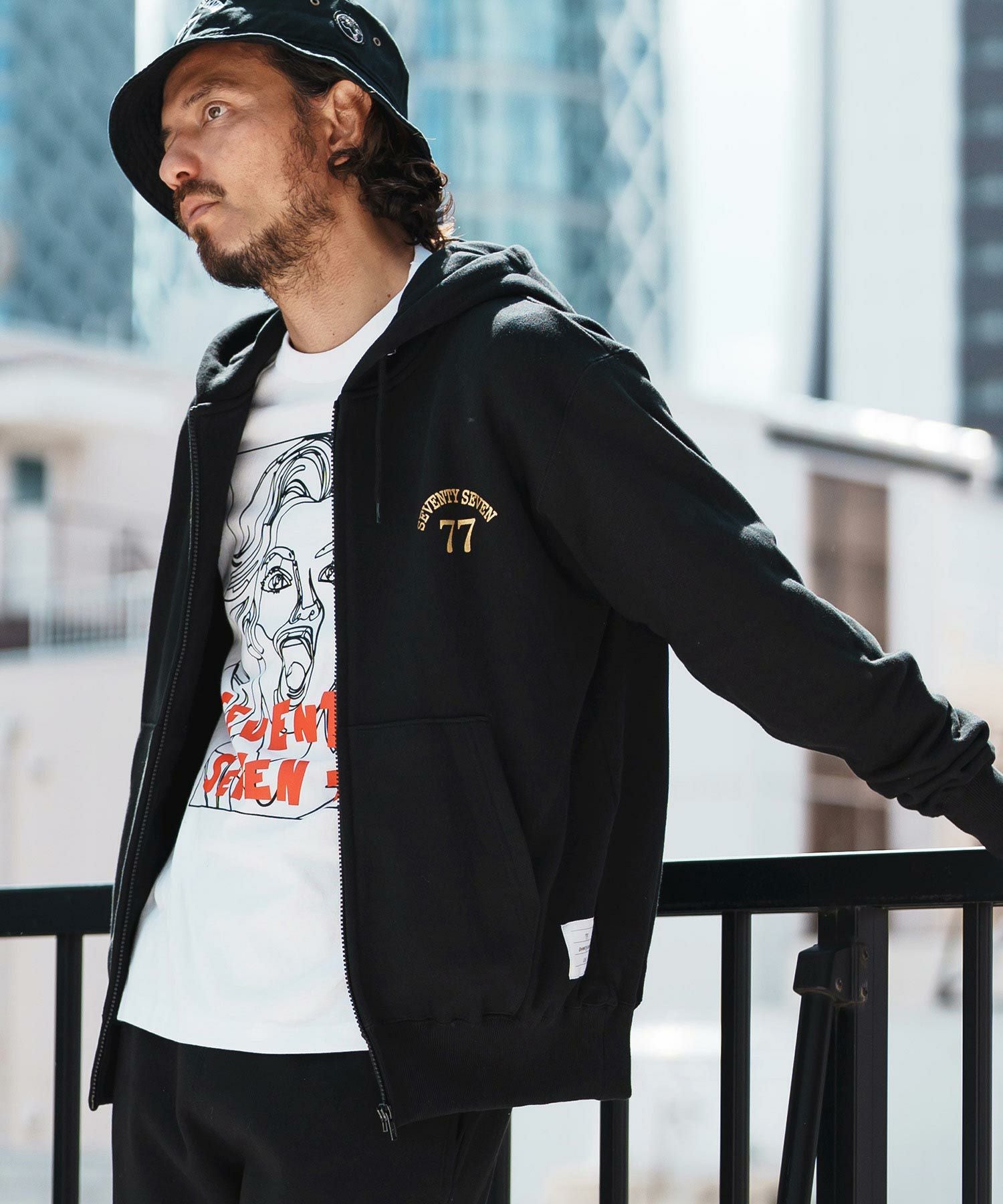 seventy seven(セブンティセブン)】middle onz zip up sweat hoodie