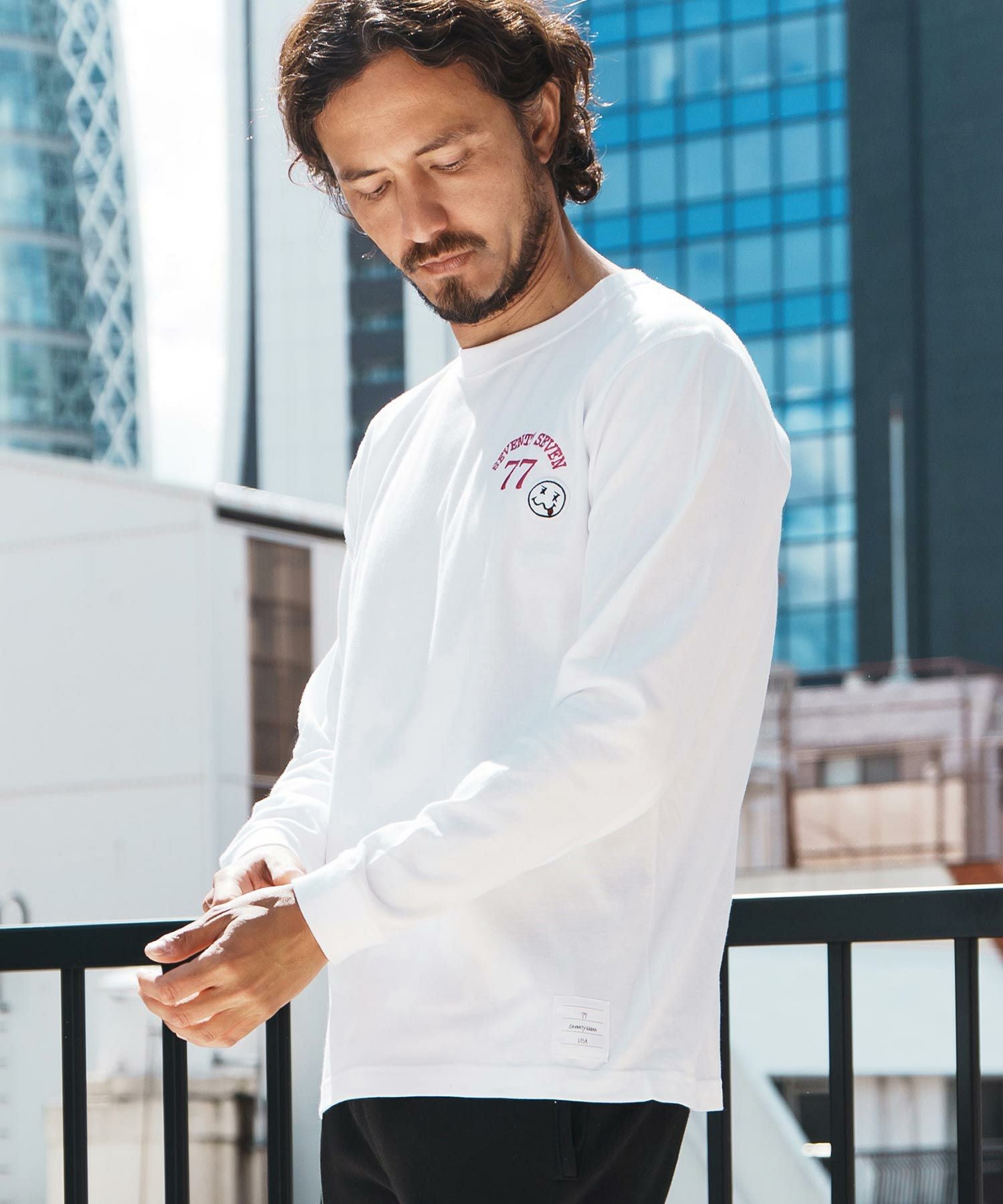 Seventh ホワイト 長袖カットソー 30%OFF【seventy seven(セブンティセブン)】middle onz L-S t-shirts