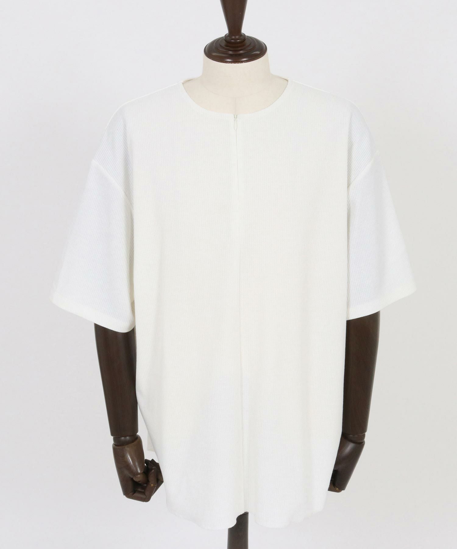 30%OFF【CAMBIO(カンビオ)】Zip Up Henley Neck Waffle Cut sew T