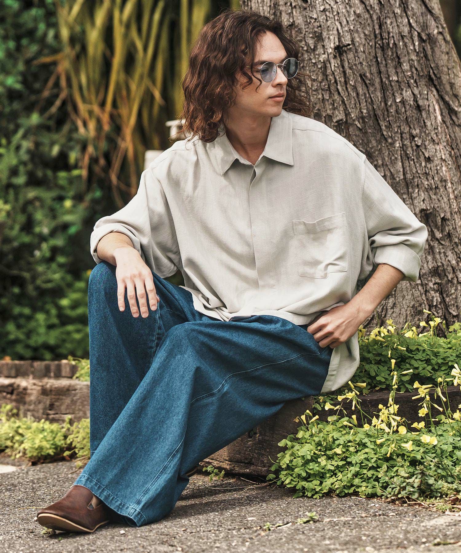 50%OFF【CAMBIO(カンビオ)】Linen Rayon Fly Front 3-4 Sleeve Shirts