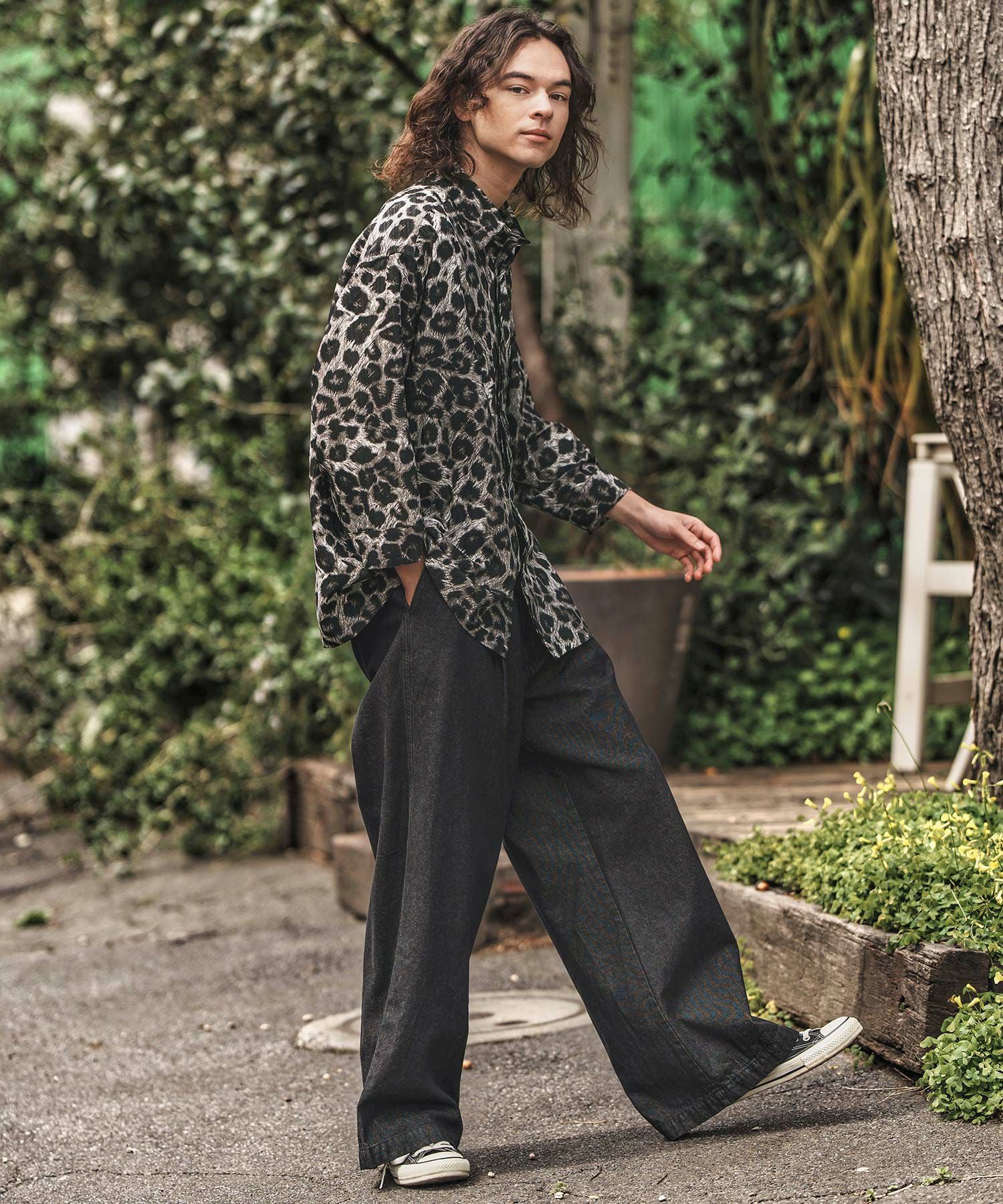 30%OFF【CAMBIO(カンビオ)】Leopard and Dobby Jacquard Fly Front 3-4