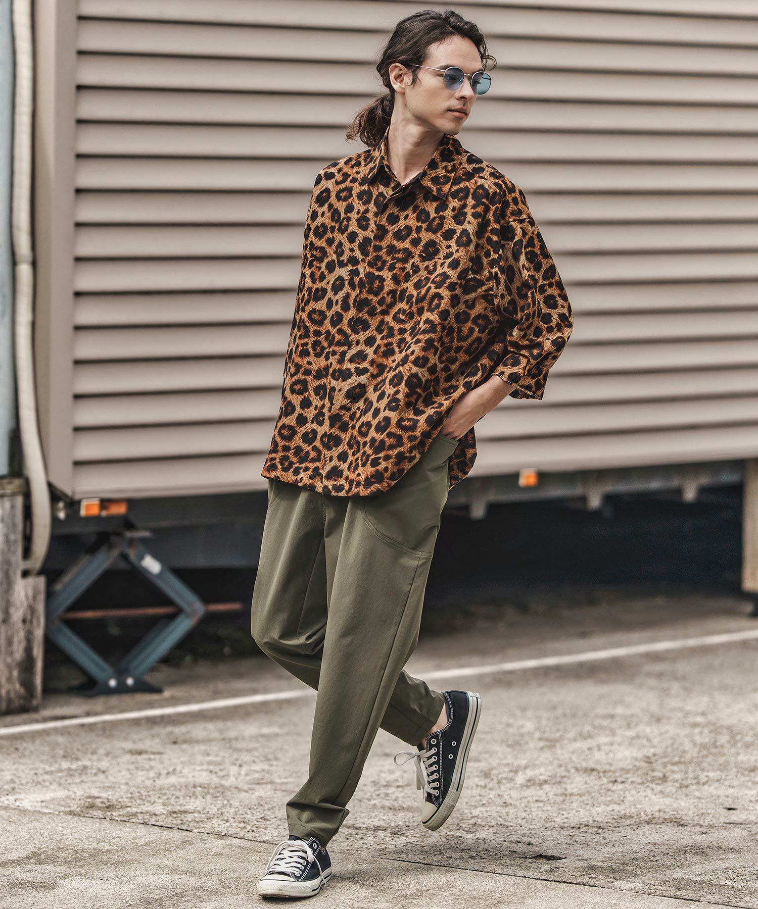 30%OFF【CAMBIO(カンビオ)】Leopard and Dobby Jacquard Fly Front 3-4