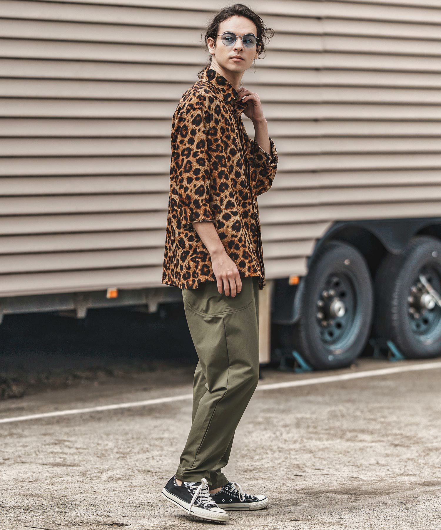 30%OFF【CAMBIO(カンビオ)】Leopard and Dobby Jacquard Fly Front 3-4