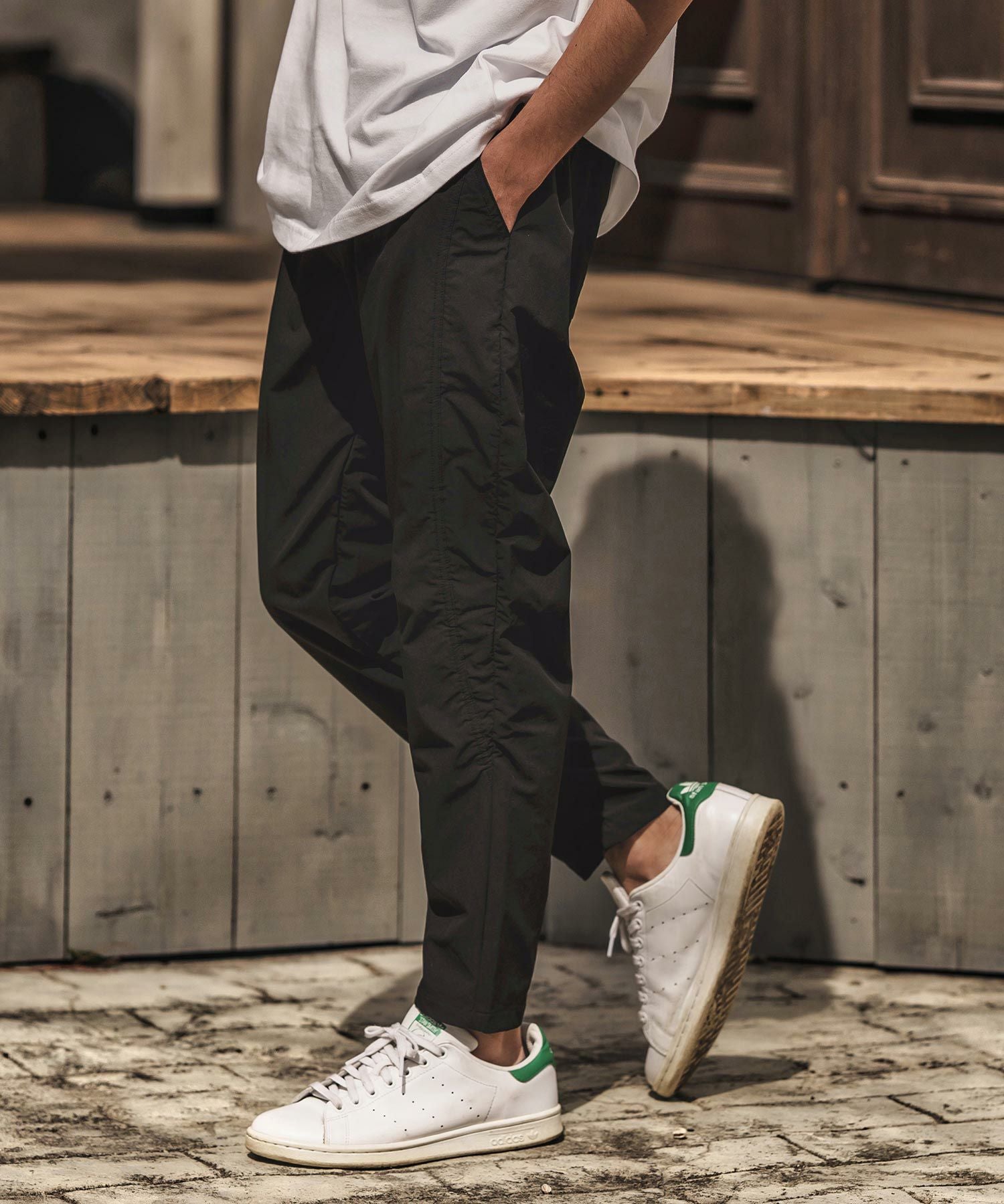 CAMBIO(カンビオ)】パッカリングナイロンテーパードパンツ(HLCM0191