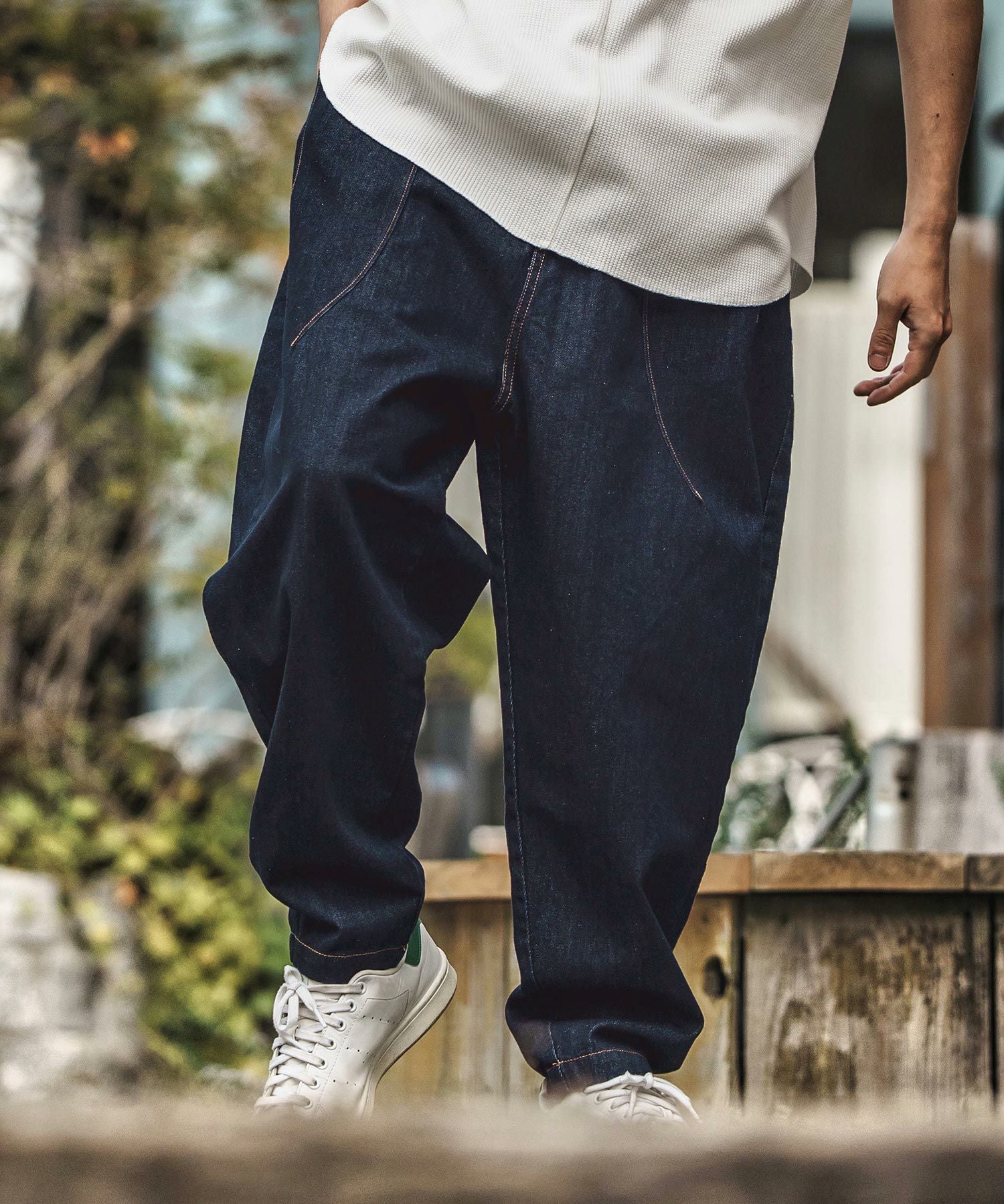 30%OFF【CAMBIO(カンビオ)】タックステッチバルーンデニムパンツ