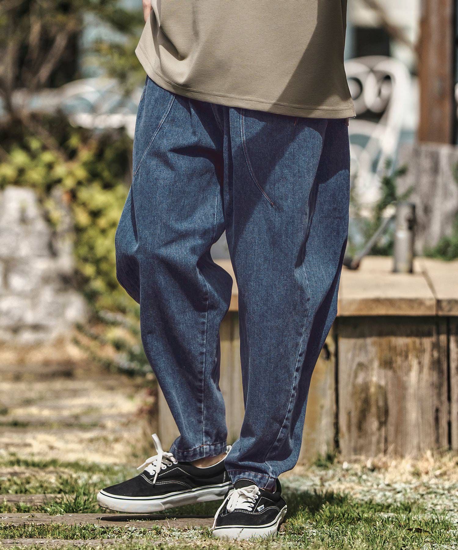 30%OFF【CAMBIO(カンビオ)】タックステッチバルーンデニムパンツ