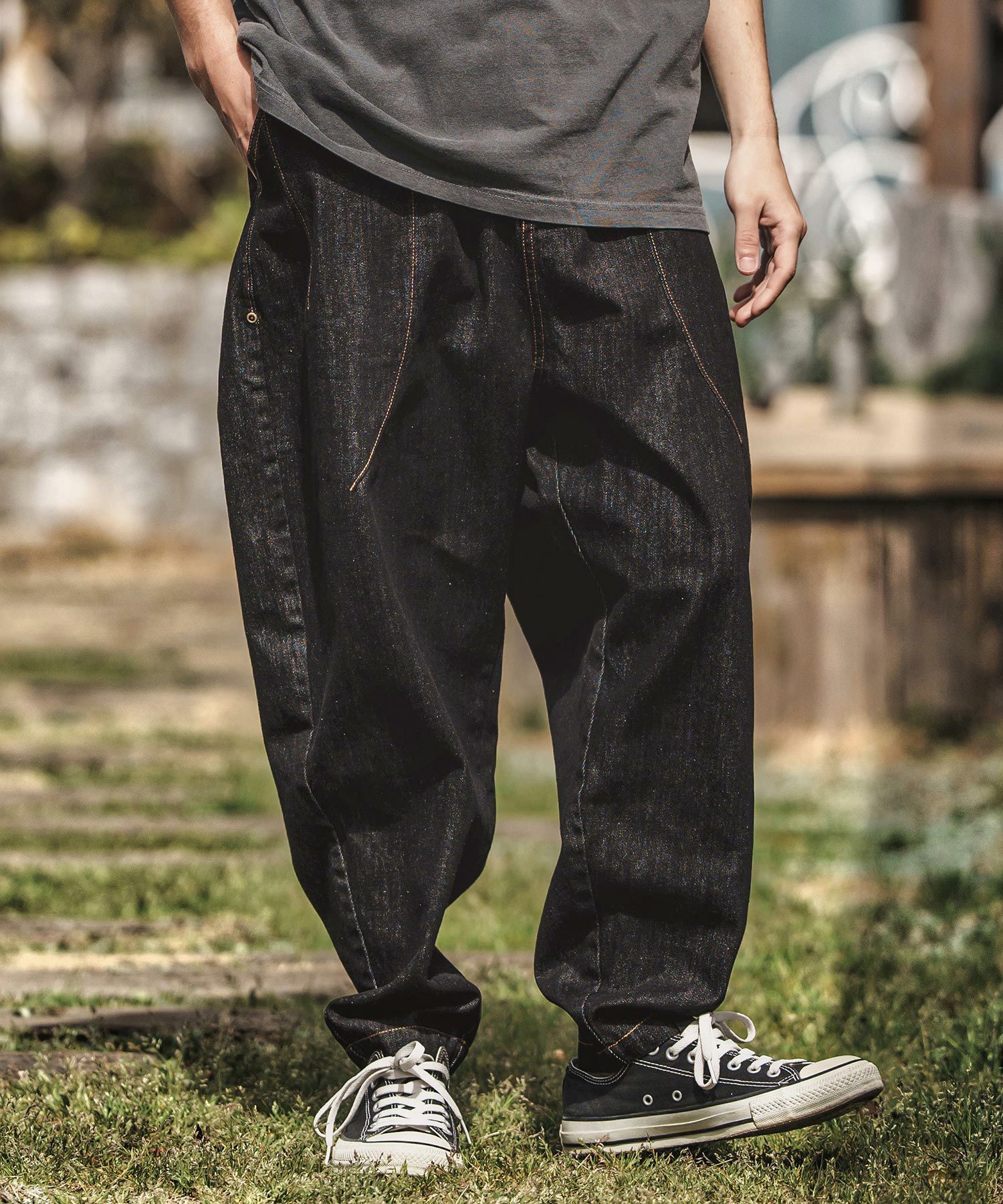 30%OFF【CAMBIO(カンビオ)】タックステッチバルーンデニムパンツ