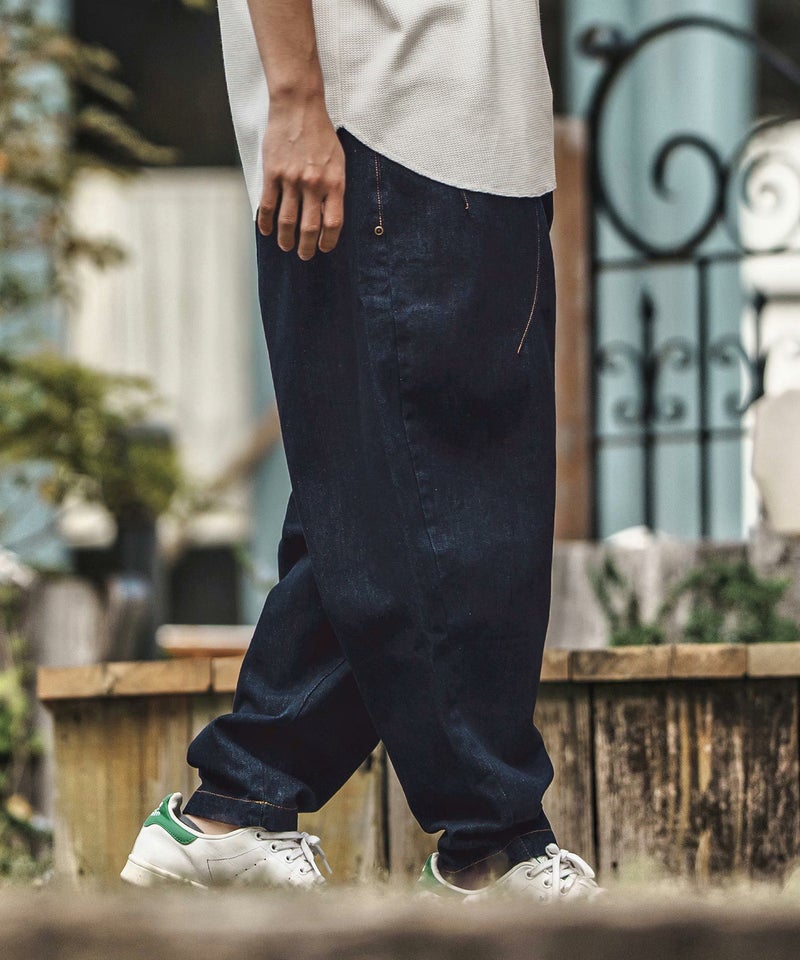 30%OFF【CAMBIO(カンビオ)】タックステッチバルーンデニムパンツ 