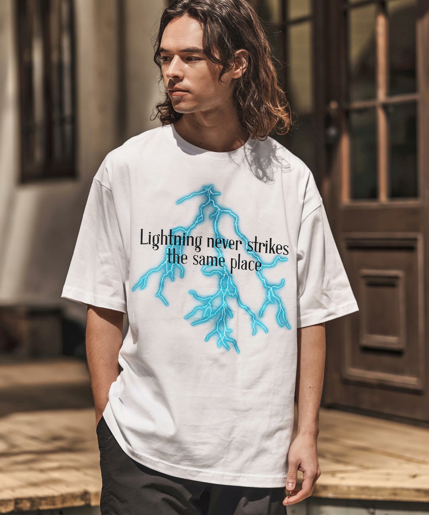 CAMBIO(カンビオ)】 プリントTビッグ_Lightning Tシャツ(2501102MCB