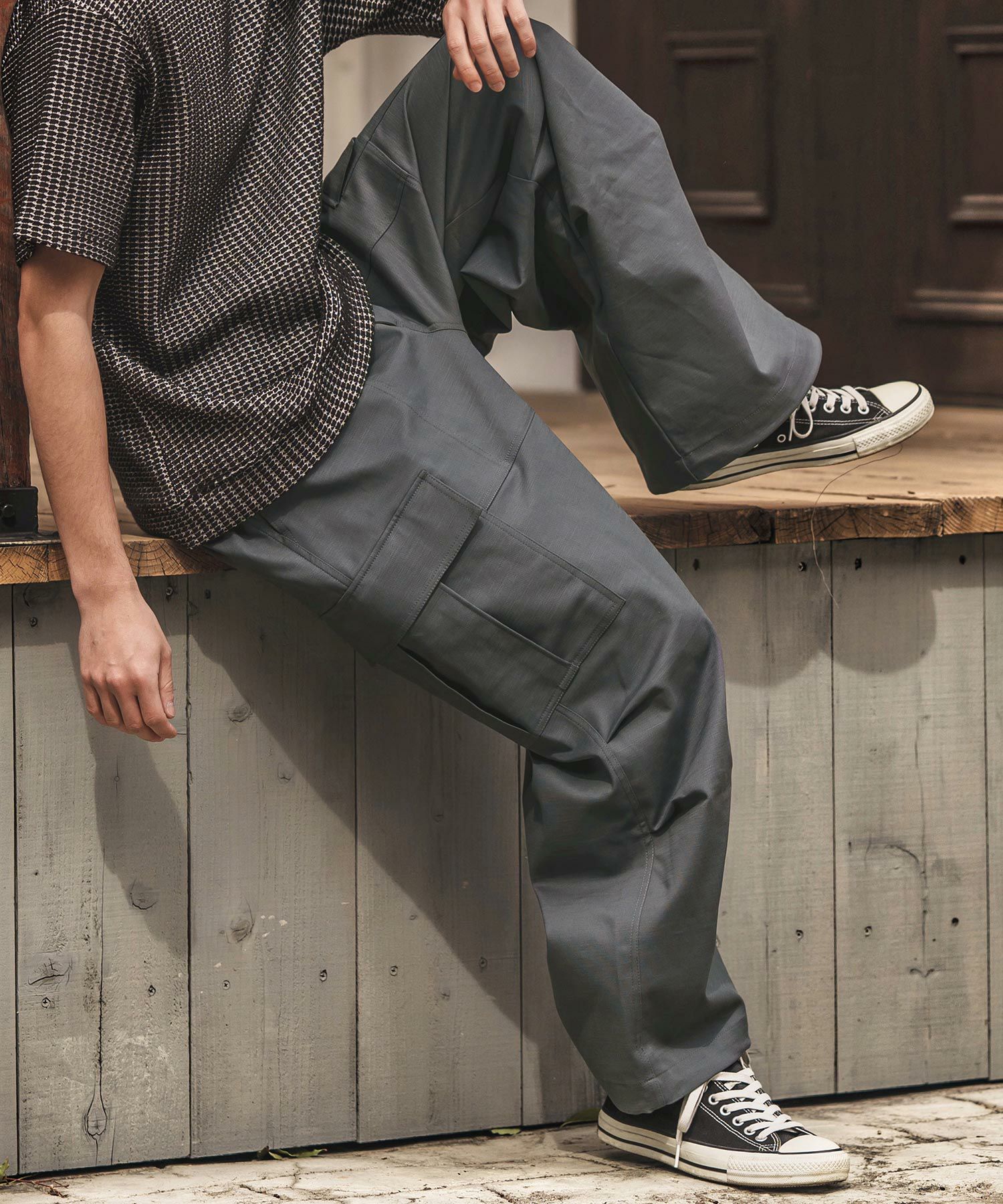 50%OFF【CAMBIO(カンビオ)】裾ドローコードワイドカーゴパンツ(25053CM