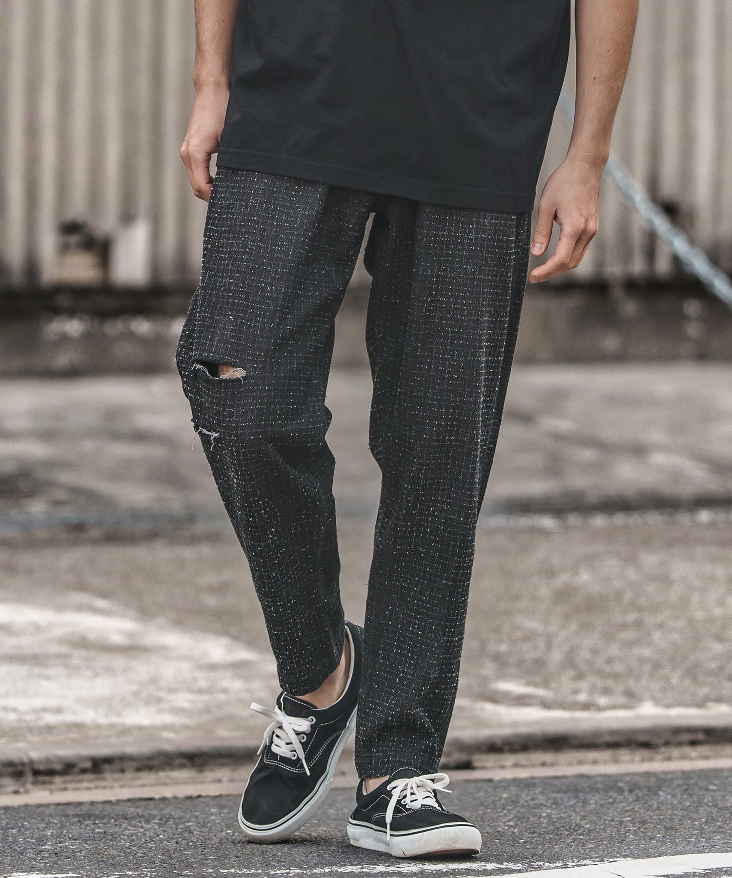60%OFF【CAMBIO(カンビオ)】ダメージ加工JQDデニムテーパードパンツ