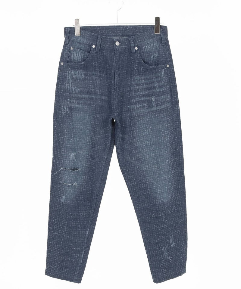 60%OFF【CAMBIO(カンビオ)】ダメージ加工JQDデニムテーパードパンツ 
