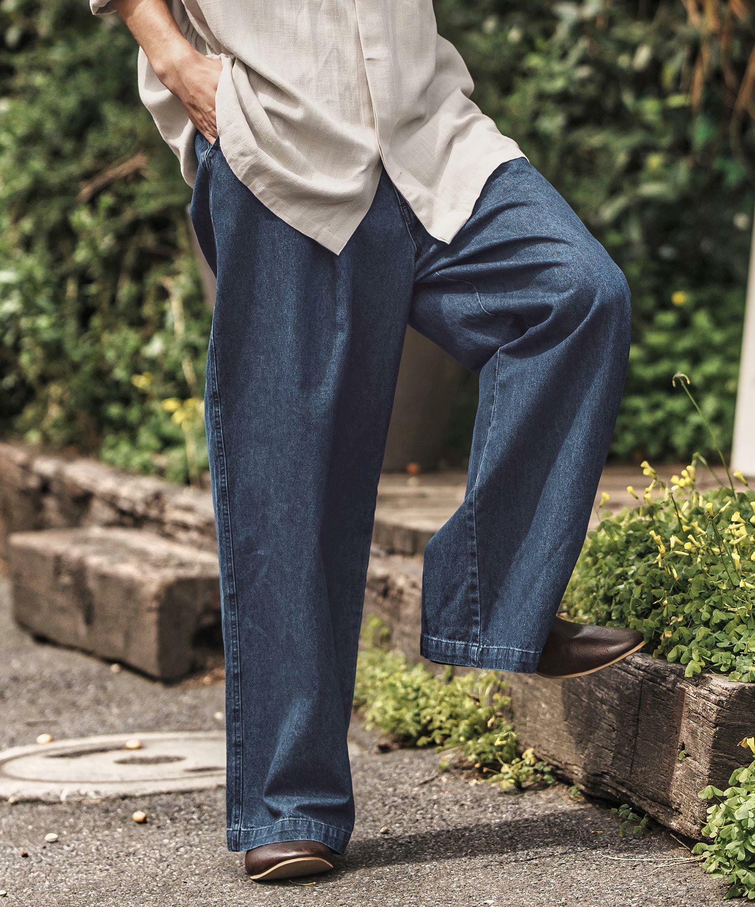 30%OFF【CAMBIO(カンビオ)】タック入りワイドデニムパンツ | CAMBIO