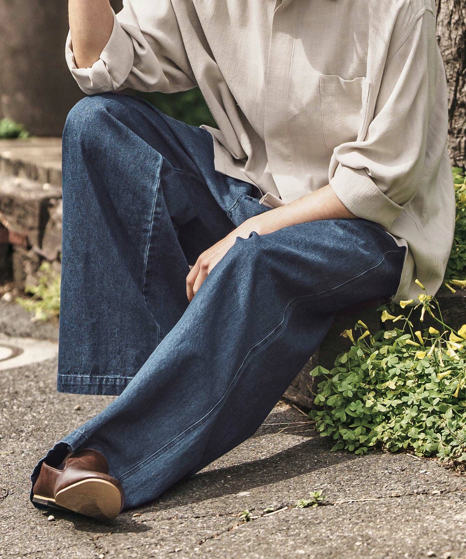 30%OFF【CAMBIO(カンビオ)】タック入りワイドデニムパンツ | CAMBIO