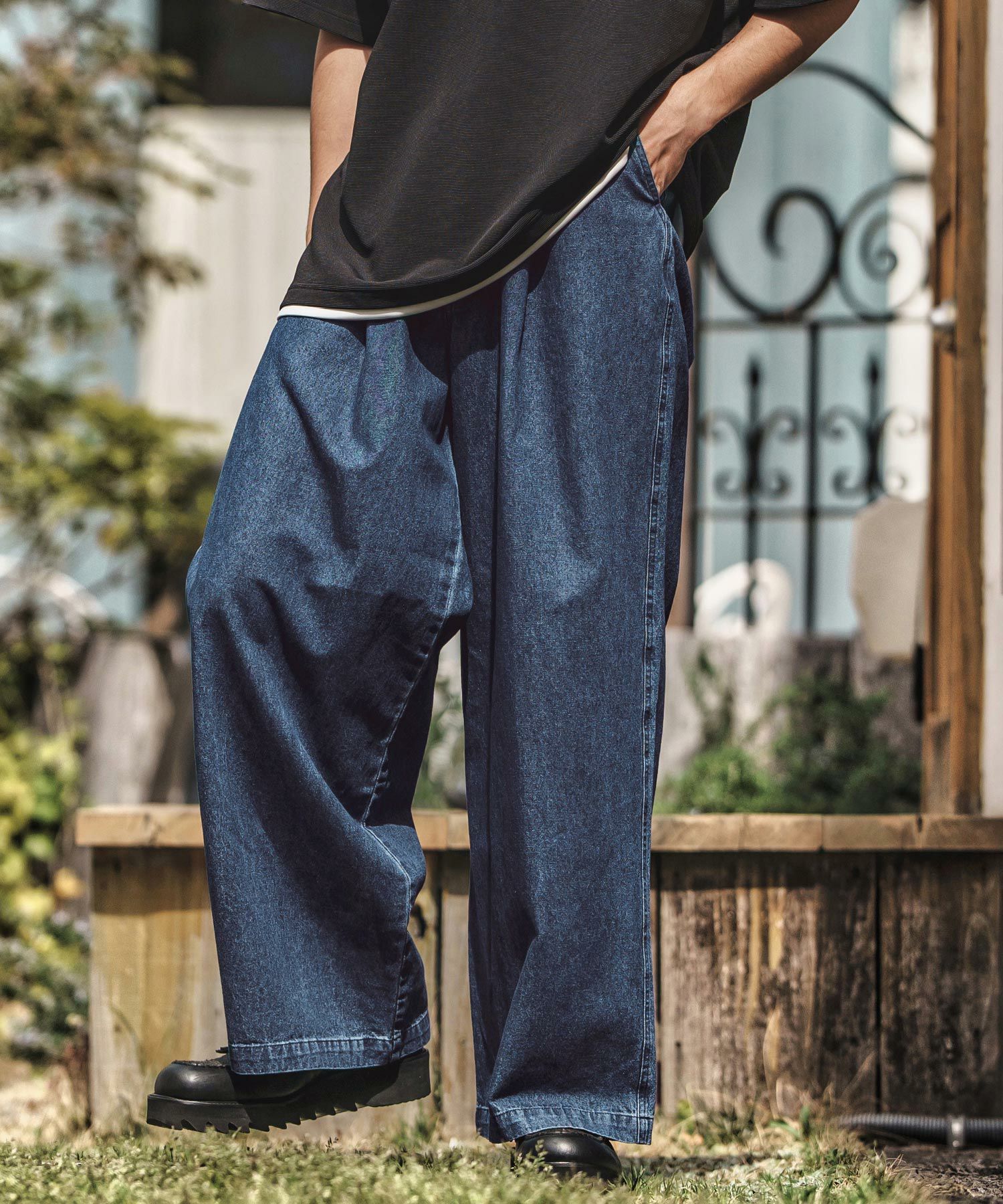 30%OFF【CAMBIO(カンビオ)】タック入りワイドデニムパンツ | CAMBIO